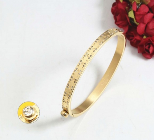 Stainless Steel Brand Bangle-SN220830-TAB0012-G