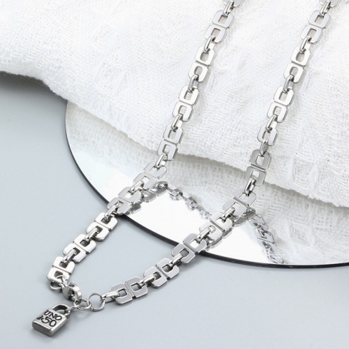 Stainless Steel uno de * 50 Necklace-CH221201-P14IRD