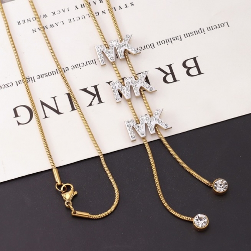 Stainless Steel Brand Necklace-HY230206-P12YY