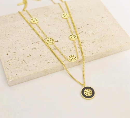 Stainless Steel Brand Necklace-HY230206-P16IKH