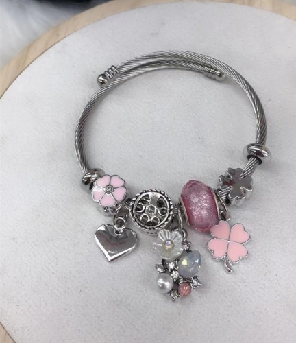 Stainless Steel Bracelet with alloy copper charms-DN230301-P9BGL (5)