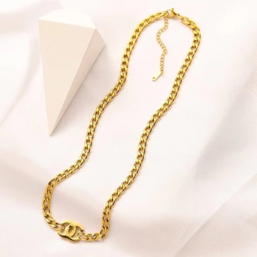 Stainless Steel Brand Necklace-YWA230322-P12OLW