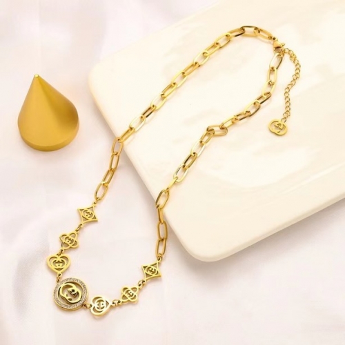 Stainless Steel Brand Necklace-YWA230322-P16HGD