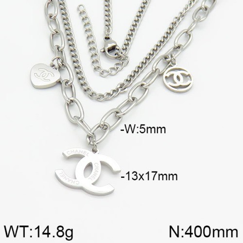 Stainless Steel Brand Necklace-LILI230404-NL182