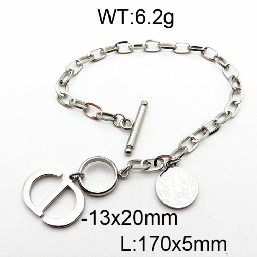 Stainless Steel Brand Bracelet-LILI230404-Br006