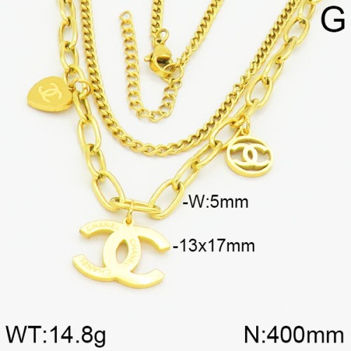 Stainless Steel Brand Necklace-LILI230404-NL181