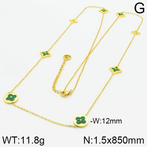 Stainless Steel Brand Necklace-LILI230404-NL180