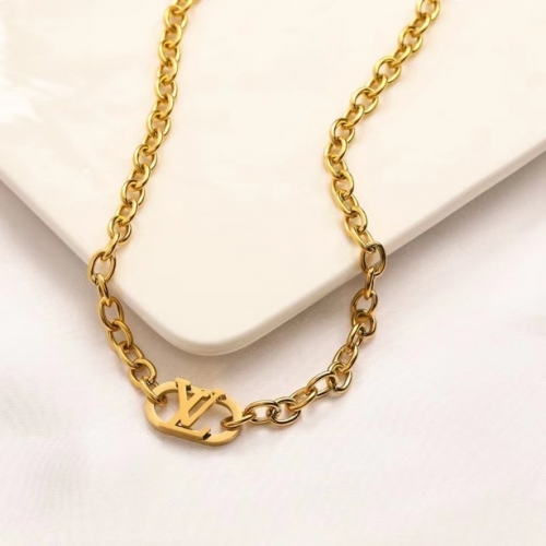 Stainless Steel Brand Necklace-YWA230404-P11N6T