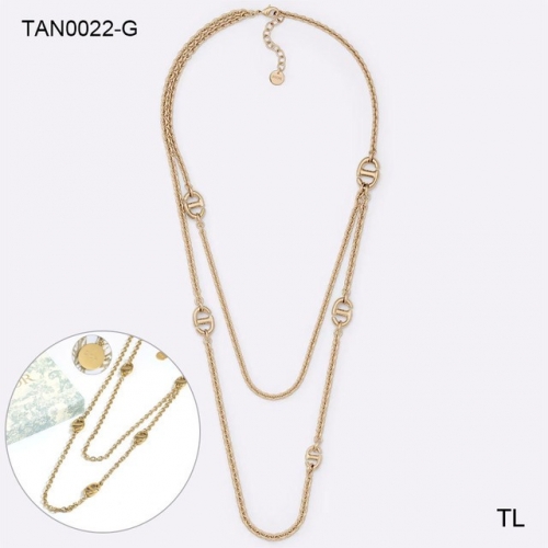 Stainless Steel Brand Necklace-SN230416-TAN0022-G-22.5