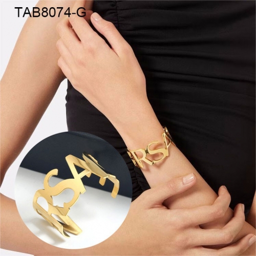 Stainless Steel Brand Bangle-SN230416-TAB8074-G-20.5