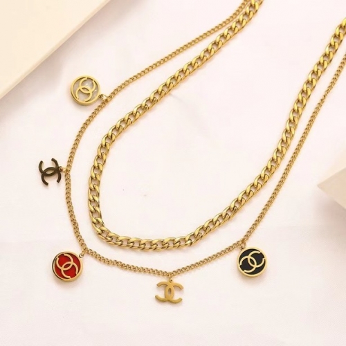 Stainless Steel Brand Necklace-YWA230421-P15VDX