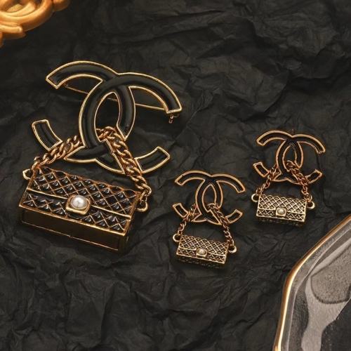 Copper Alloy Brand Set (Brooch+Earrings)-YWA230421-P21XS5