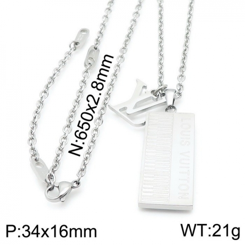 Stainless Steel Brand Necklace-DY230507-LVXL033S-18