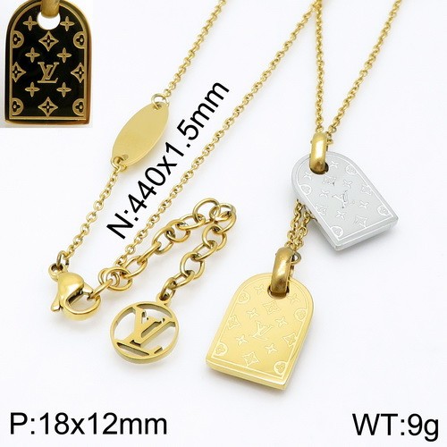 Stainless Steel Brand Necklace-DY230507-LVXL006SG-18