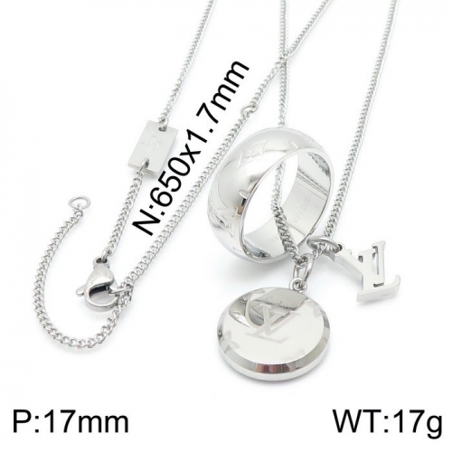 Stainless Steel Brand Necklace-DY230507-LVXL002S-18