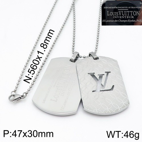 Stainless Steel Brand Necklace-DY230507-LVXL004S-18