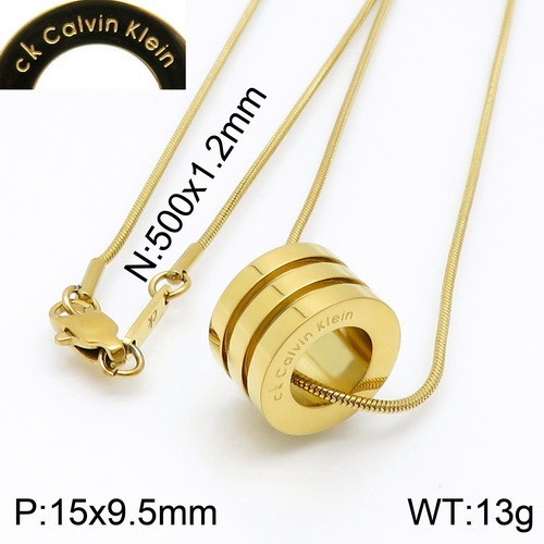 Stainless Steel Brand Necklace-DY230507-LVXL043G-18