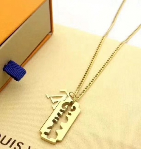 Stainless Steel Brand Necklace-DY230507-LVXL010G-18