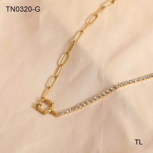 Stainless Steel Necklace-SN230507-TN0320-G-14.7