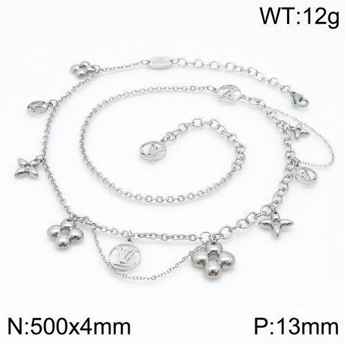 Stainless Steel Brand Necklace-DY230507-LVXL031S-25