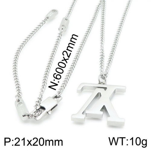 Stainless Steel Brand Necklace-DY230507-LVXL008S-16