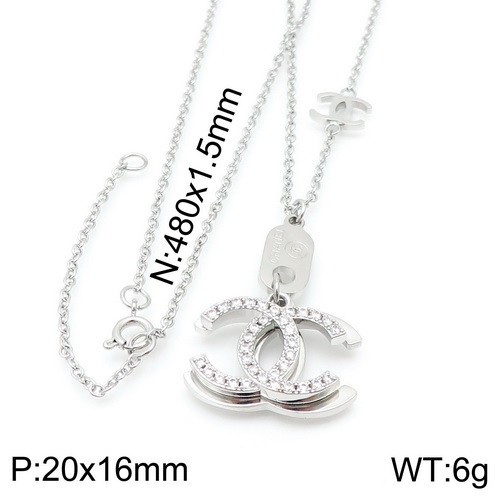 Stainless Steel Brand Necklace-DY230507-LVXL044S-18