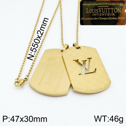 Stainless Steel Brand Necklace-DY230507-LVXL004G-21