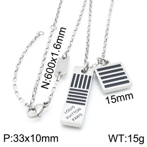 Stainless Steel Brand Necklace-DY230507-LVXL026S-20