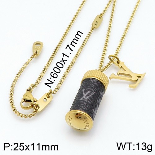 Stainless Steel Brand Necklace-DY230507-LVXL001G-286-20