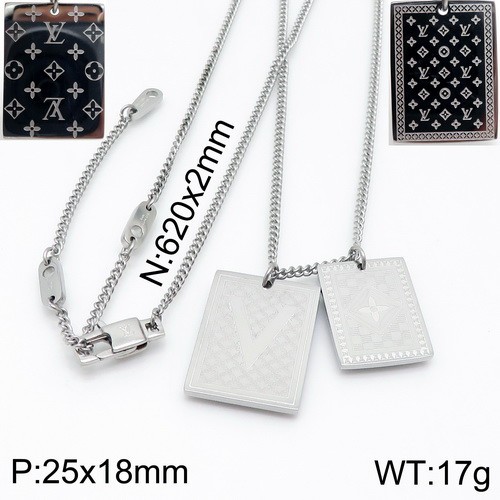 Stainless Steel Brand Necklace-DY230507-LVXL005S-18