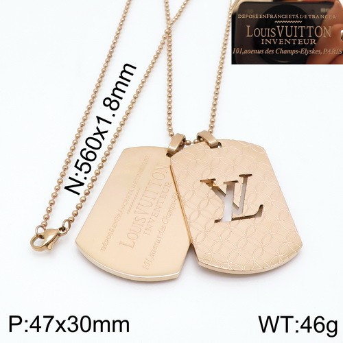 Stainless Steel Brand Necklace-DY230507-LVXL004R-22