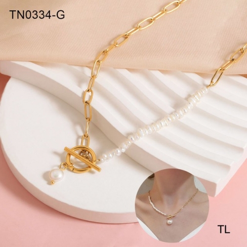 Stainless Steel Necklace-SN230507-TN0334-G-25.1