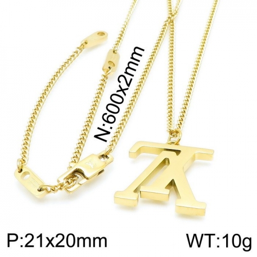 Stainless Steel Brand Necklace-DY230507-LVXL008G-18