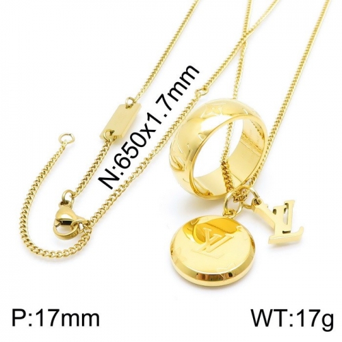 Stainless Steel Brand Necklace-DY230507-LVXL002G-20