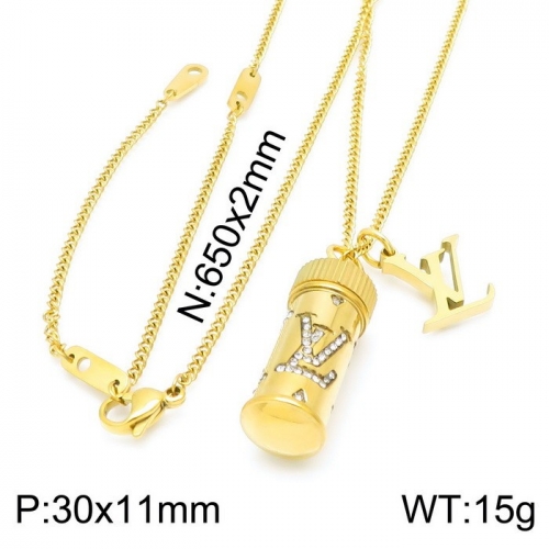 Stainless Steel Brand Necklace-DY230507-LVXL046G-35