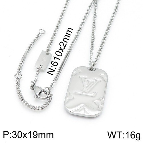 Stainless Steel Brand Necklace-DY230507-LVXL003S-16