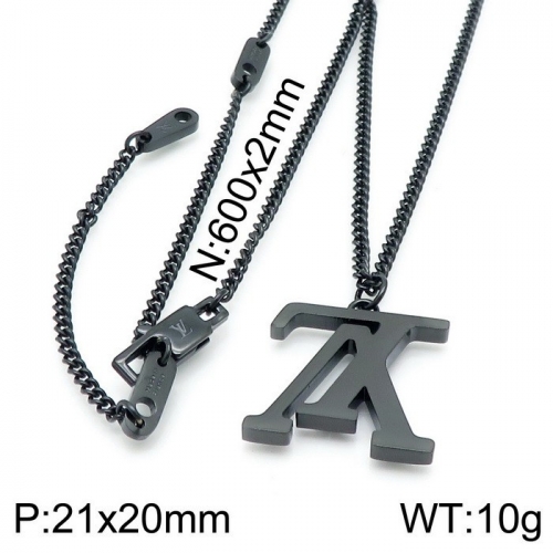 Stainless Steel Brand Necklace-DY230507-LVXL008B-18