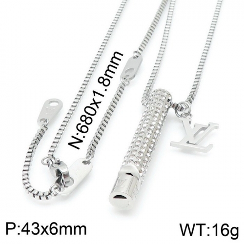 Stainless Steel Brand Necklace-DY230507-LVXL035S-35