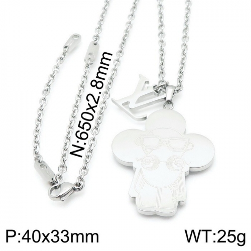 Stainless Steel Brand Necklace-DY230507-LVXL032S-18