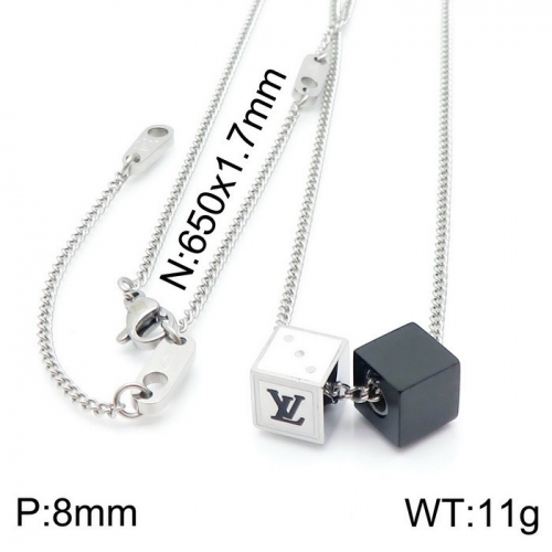 Stainless Steel Brand Necklace-DY230507-LVXL011S-18