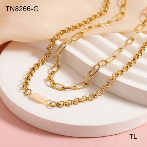 Stainless Steel Necklace-SN230507-TN8266-G-15.3