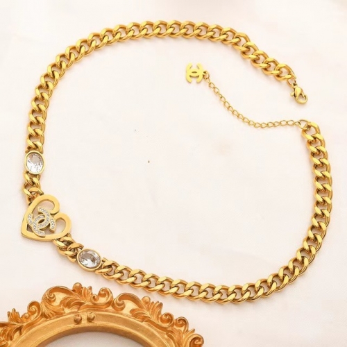 Stainless Steel Brand Necklace-YWA230511-P14BIK