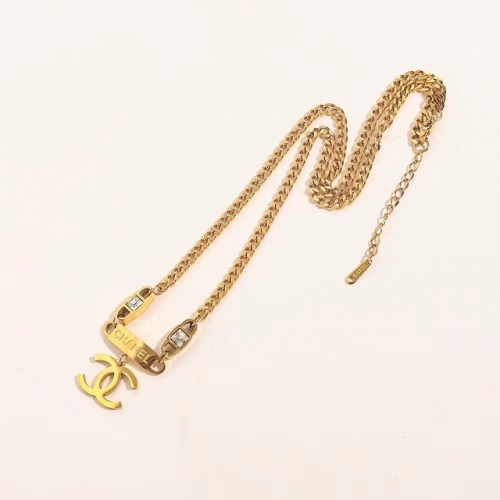 Stainless Steel Brand Necklace-YWA230511-P15.7XSG