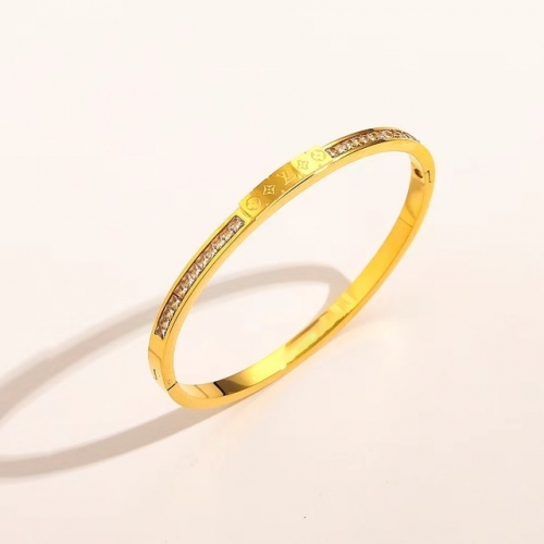 Stainless Steel Brand Bangle-YWA230628-P16CER