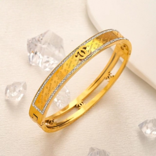 Stainless Steel Brand Bangle-YWA230628-P15CDXS