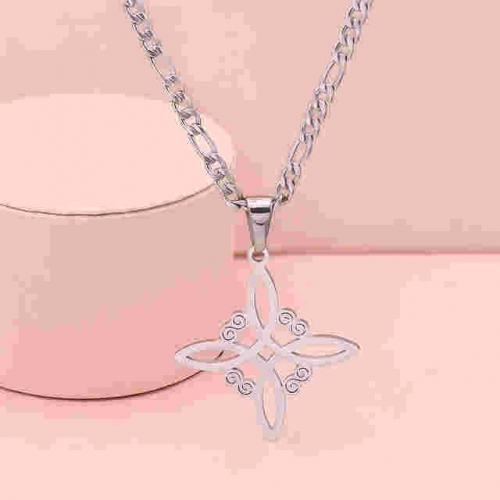 Stainless Steel Brand Necklace-HY230712-P9CED2