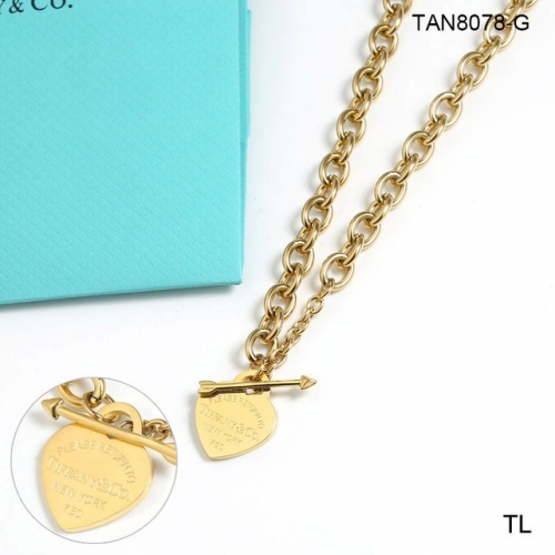 Stainless Steel Brand Necklace-SN230717-TAN8078-G-18.8