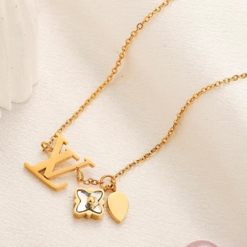 Stainless Steel Brand Necklace-YWA230730-P11YLLA