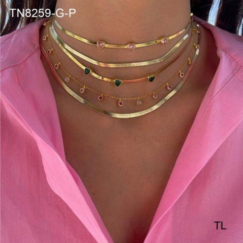 Stainless Steel Necklace-SN230809-TN8259-G-P-19.8