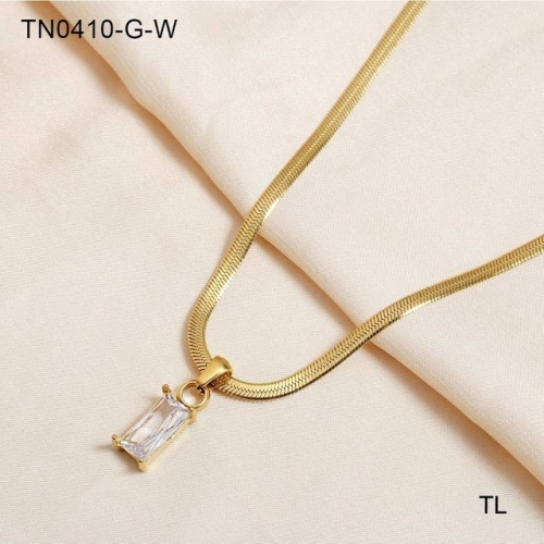 Stainless Steel Necklace-SN230809-TN0410-G-W-13